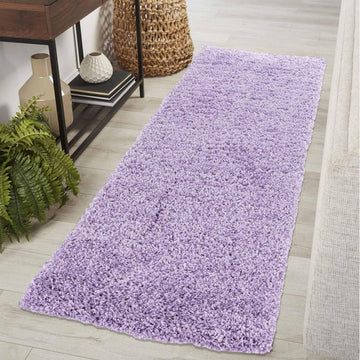Oxford OXF00 Plain Plush Soft Stain-Resistant Textured Polypropylene Shaggy Lilac Runner-Desire Rugs-Rug Love - The Most Loved Rug Store